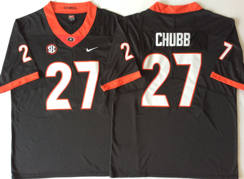 Men's Georgia Bulldogs Nick Chubb #27 Black Jersey